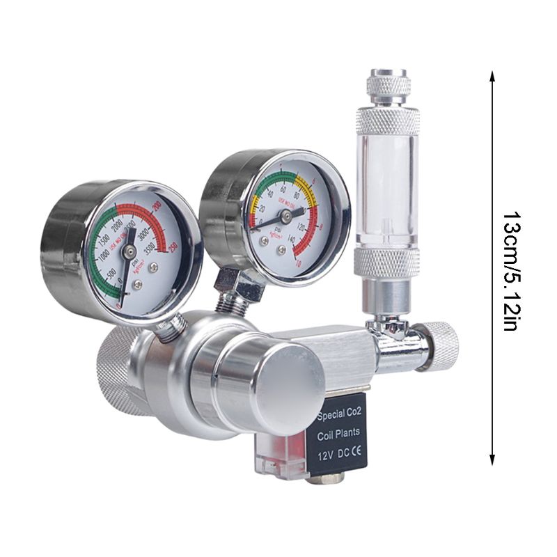 Aquarium CO2 Regulator Mini Dual Gauge Display with Bubble Counter Check Valve