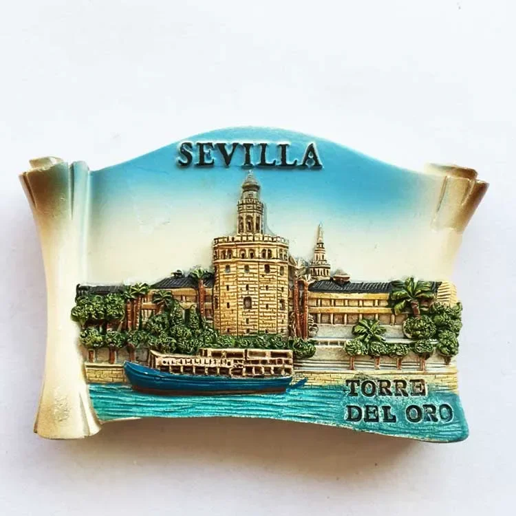 Spanien Kühlschrank Magneten Tourist Souvenir Cordoba Barcelona Mallorca Sevilla Cantabria Reise Magnetische Kühlschrank Aufkleber: Orange