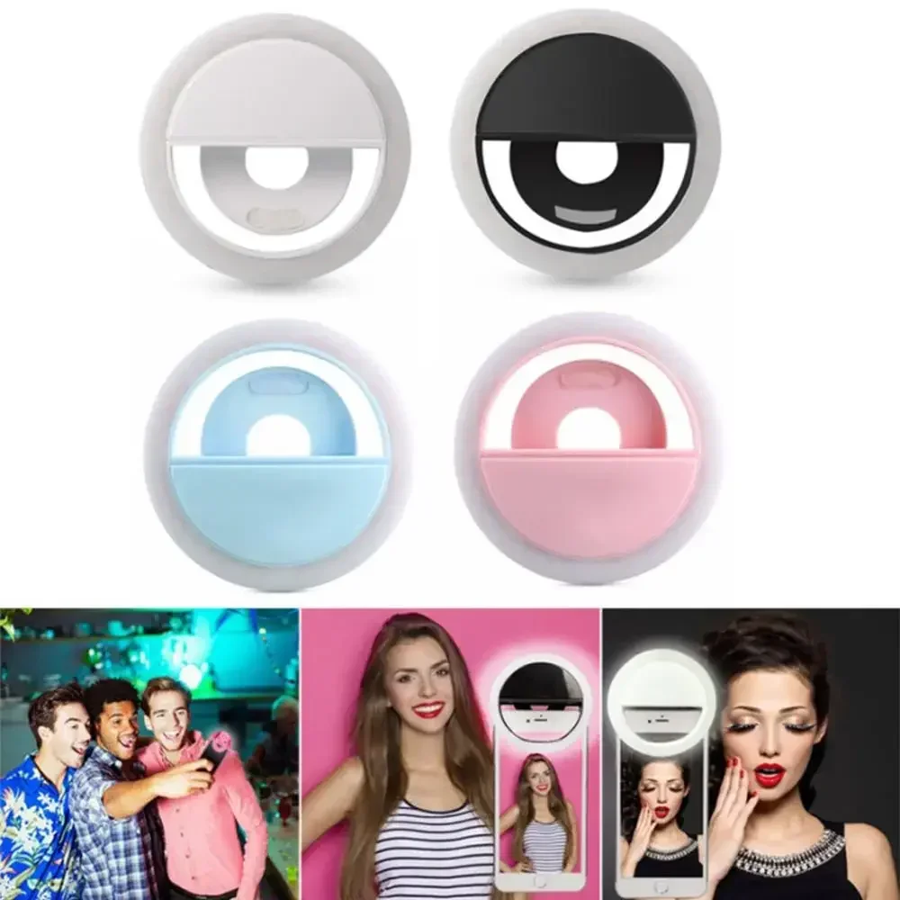 Anneau lumineux LED pour Selfie, lampe à clipser pour téléphone Portable, Charge USB, lumière pour Selfie, Flash Ins, appareil Photo pour Smartphone