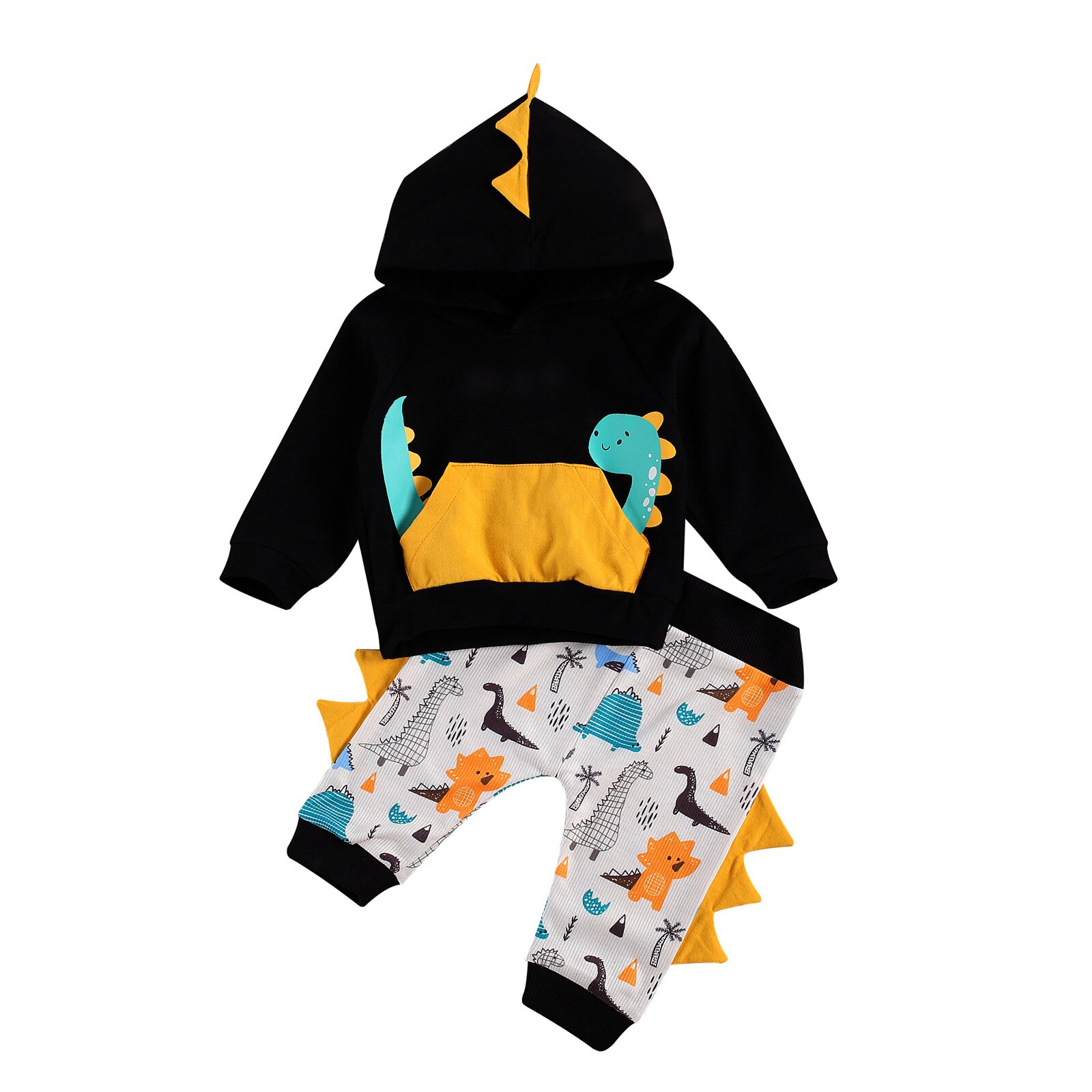 Baby Baby Jongens Dinosaurus Kleding Lange Mouwen Print Casual Loose Trui Tops Broek Outfits Kleding Voor Meisjes Sets Herfst: Black / 24M