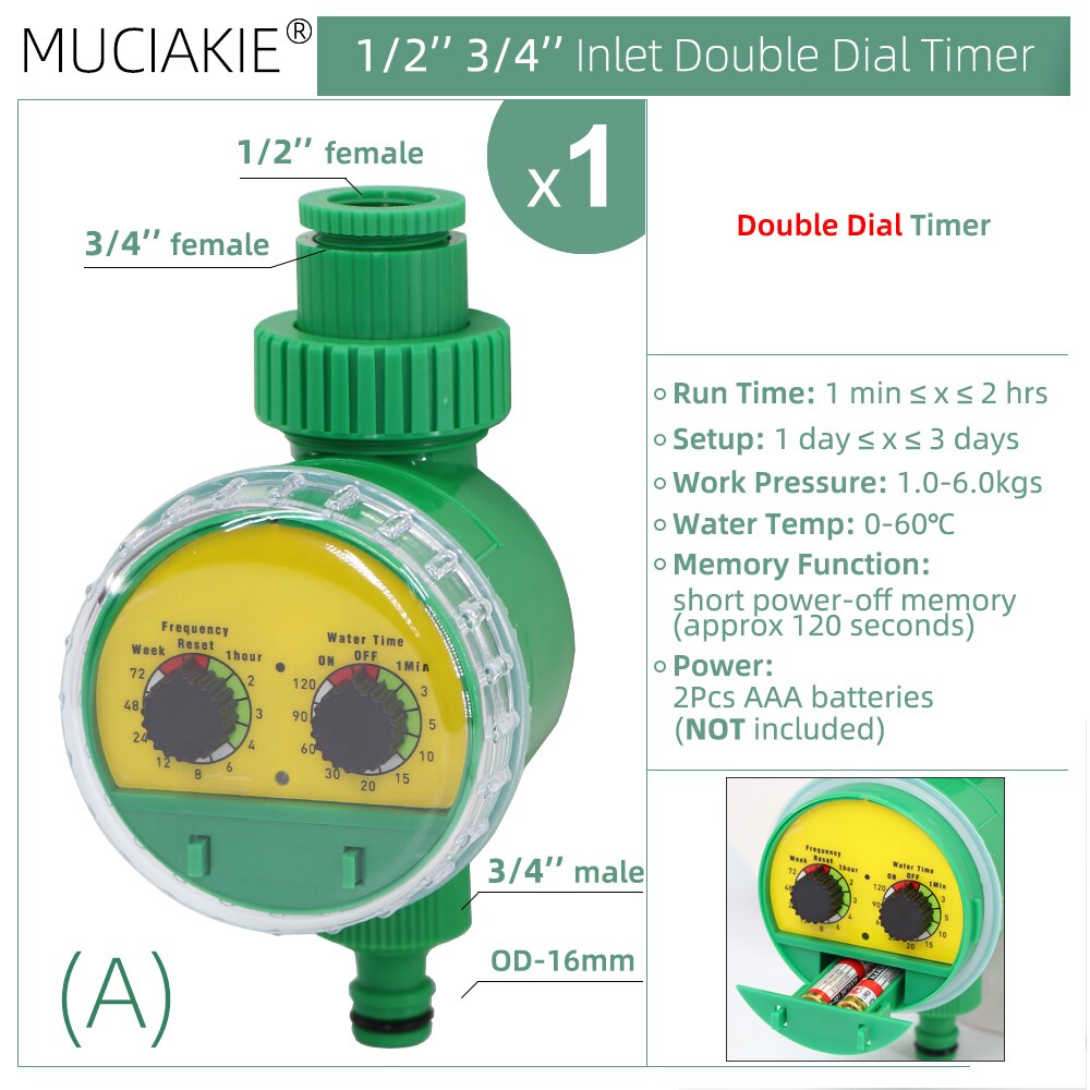 Garden Automatic Watering Timer Drip Irrigation Digital Electronic Controller Home Greenhouse Irrigator System Sprinkler Tool: A