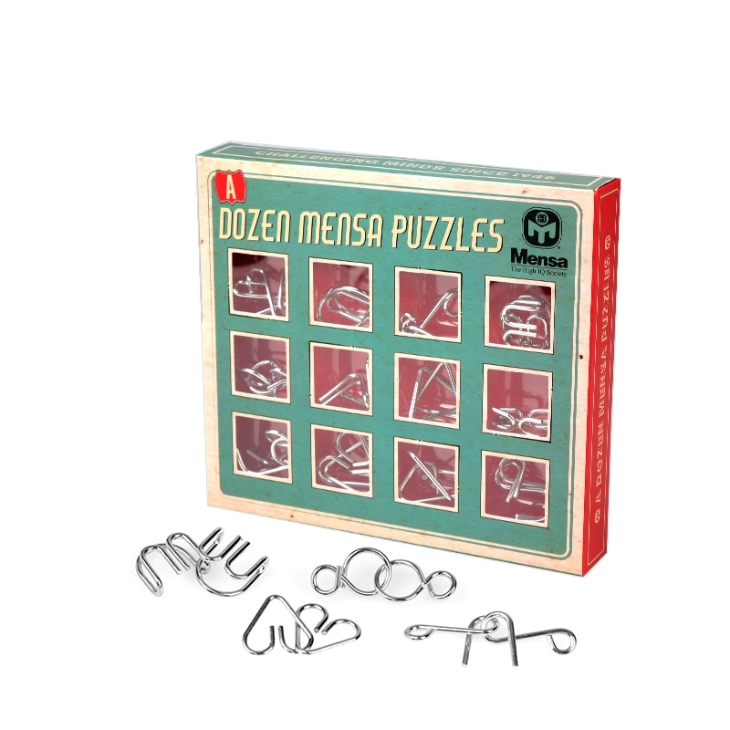 Mensa Dozen Mensa Puzzles Metal Wire IQ Wire Brain Teaser Game Educational Toys