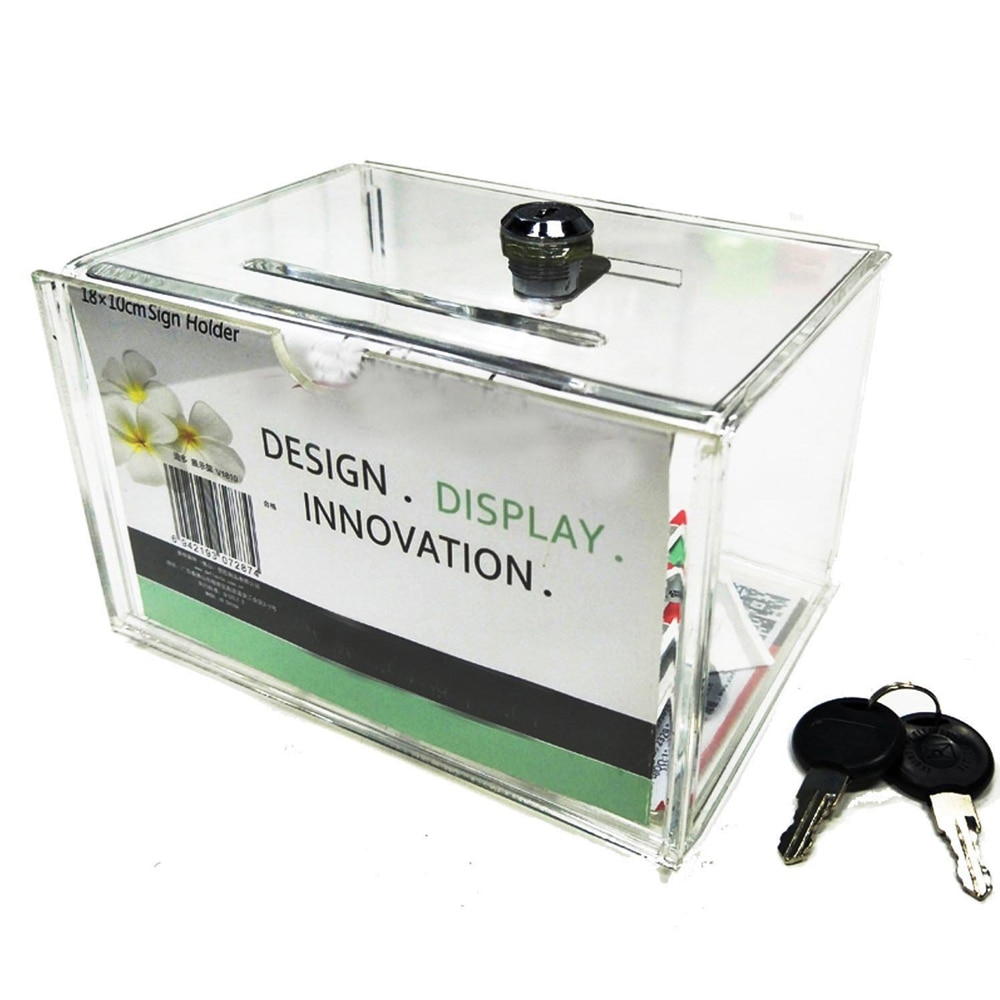 Counter Acrylic Donation Collection Box,Perspex Charity Fundraising Box with Keylock YGB-007