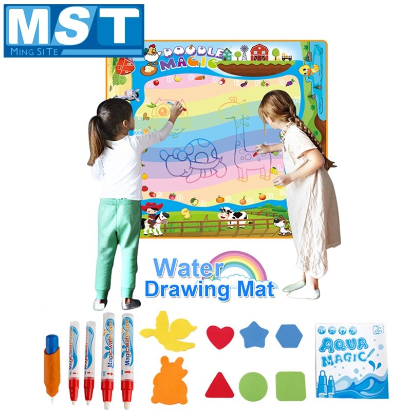 Magic Water Mat Tapijt Kleuren Schilderen Set Met Pen Cartoon Water Tekening Boek Board Dier Educatief Speelgoed Voor Kinderen