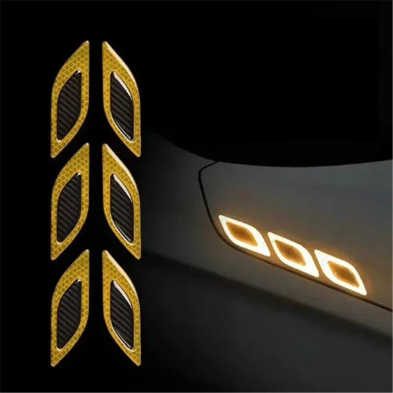 6 teile/satz Auto reflektierende Aufkleber Anti-Kratz-Sicherheits warn aufkleber für LKW Auto Motor außen dekorative Zubehör: YELLOW
