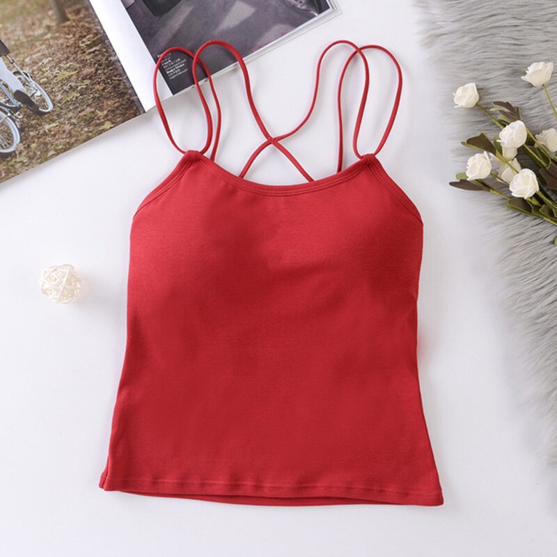 Vrouwen Tank Crop Top Sexy Ondergoed Sleeveless Tee Tank Tops Vrouwelijke Sexy Lingerie Cropped Top Womens Hemdje Femme 2022: Rood