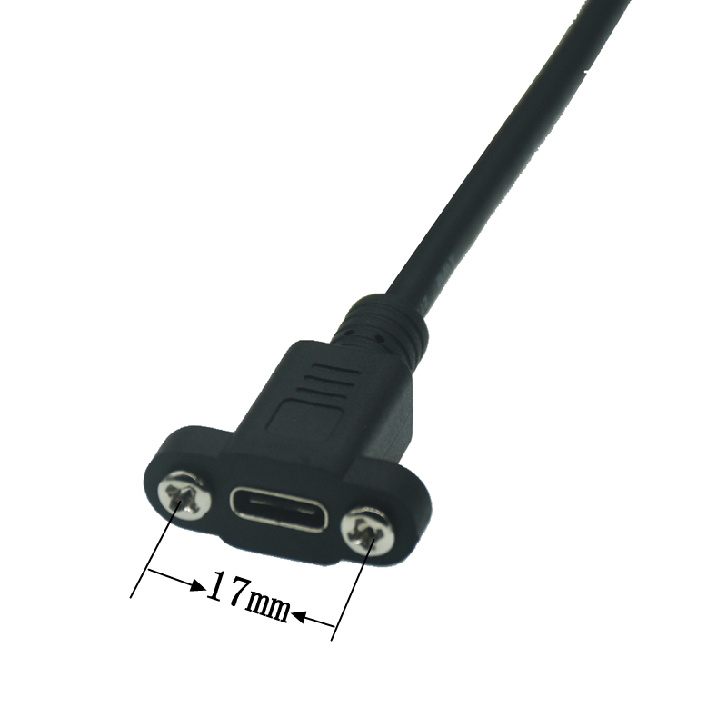 Câble d'extension USB-C mâle à femelle, montage sur panneau de 1M 0.5M, avec trou de vis, connecteur de verrouillage, espacement des câbles 18mm