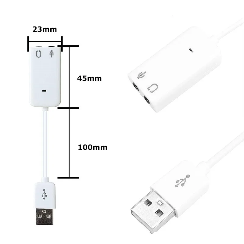 Adaptador de áudio USB Placa de som externa com fone de ouvido e microfone de 3,5 mm para Windows Mac Linux PC Laptop