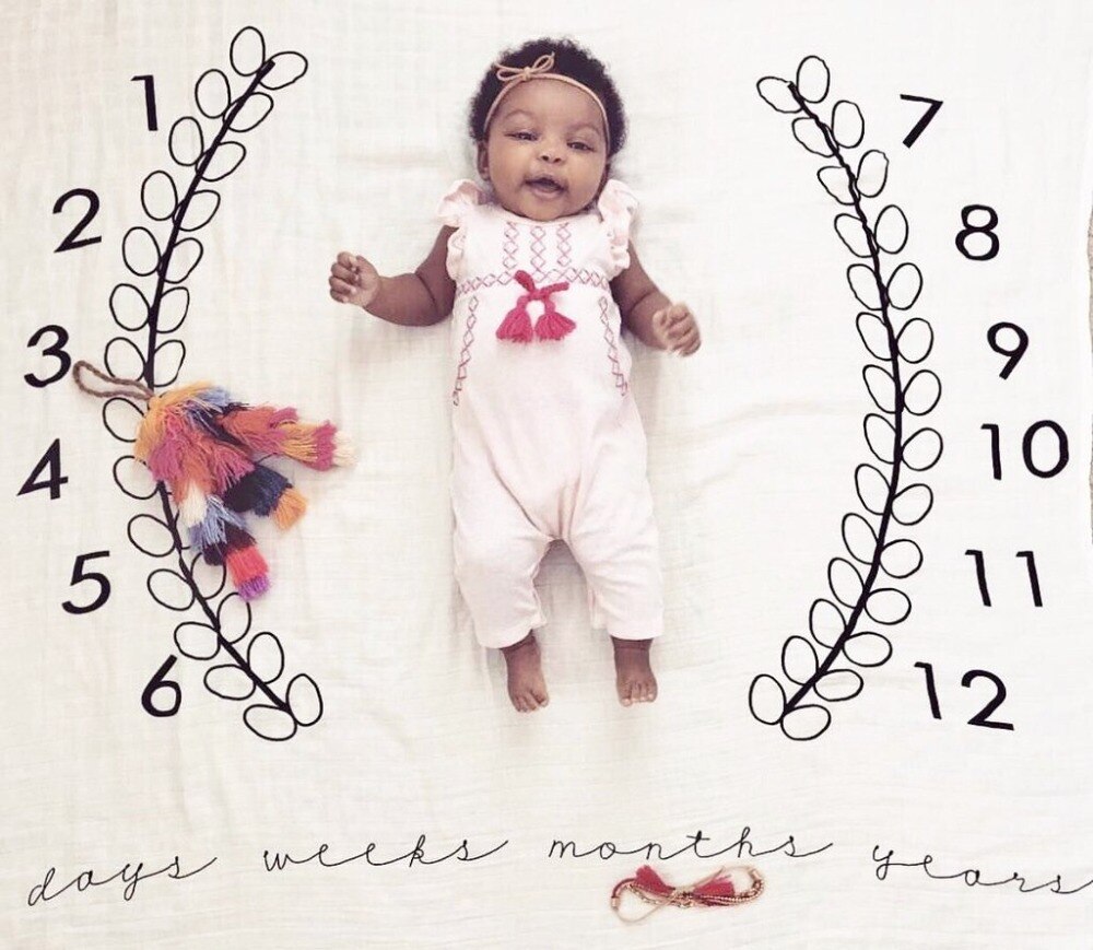 Baby Baby Milestone Deken Foto Fotografie Prop Dekens Achtergrond Doek Kalender Bebe Jongen Meisje Foto Accessoires 100x100cm
