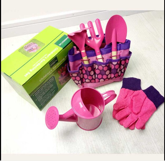 Educatief speelgoed voor kinderen, tuingereedschapset in 2 kleuren, blauw en roze, leuk voor dagelijkse vaardigheidsstudie voor jongens en meisjes: Roze