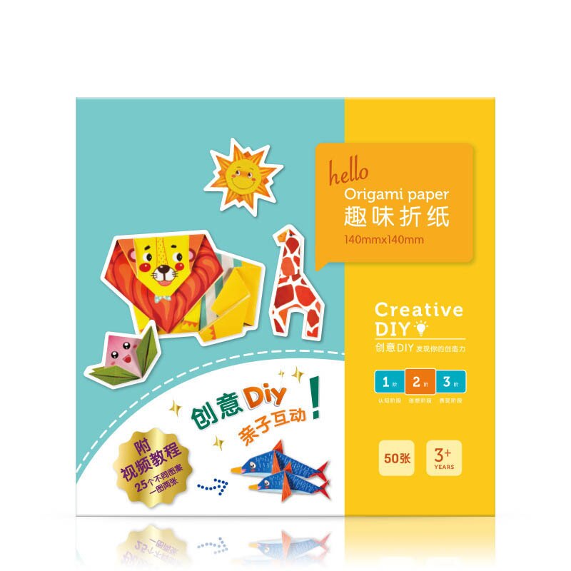 Multicolore fai da te fatti a mano interazione genitore-figlio 14X14CM manuale di carta Origami divertenti Souptoys 50 fogli/pacco giocattolo di educazione precoce