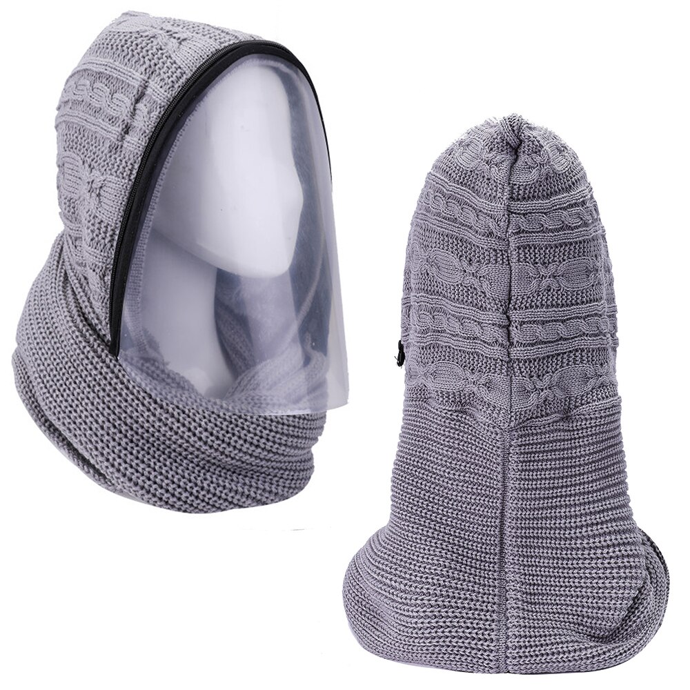 Hooded Face Wear Full Face Mask Outdoor Protector Sports Headwear Scarves Transparent Hooded Adult Hat Winter Warm Scarf