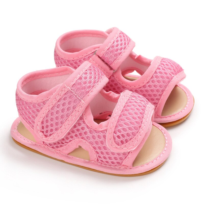 Sandales d'été en maille pour -né, filles et garçons, respirantes et confortables, antidérapantes, à semelle souple, pour nourrissons et tout-petits: Pink / 7-12 mois