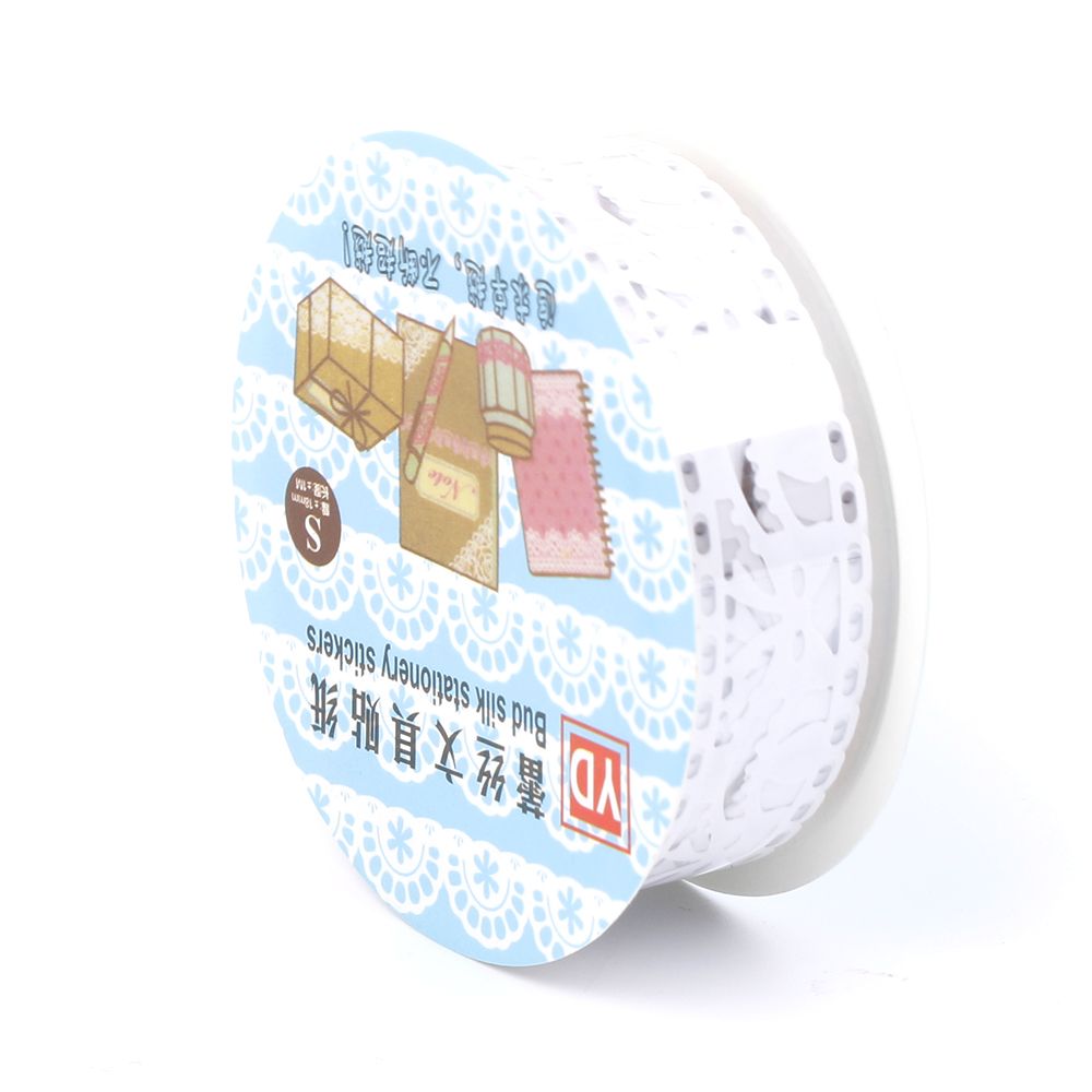 1pcs 18mm DIY Candy Color Washi Lace Tape Sticker Roll Decorative Scrapbooking Paper Masking Tape Self Adhesive Ornament Tape: white