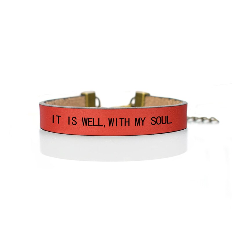 It Is Well with My Soul Bible Verse Bracelet Leather Wrap Bracelet Men Women Christian Scripture Bracelet Choir: red