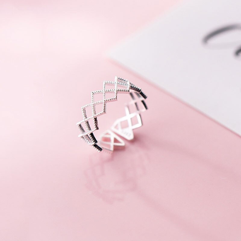 INZATT Echt 925 Sterling Silber Minimalis Geometrischen Hohl Ring Für charmant Frauen Partei Edlen Schmuck modisch Zubehör