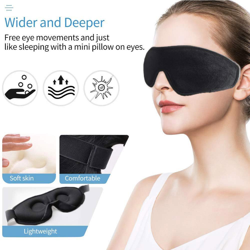3d sovmask ögon bandage lock manta svart mjuk flanellett justerbar andningsbar ögonbindel huvudband ögonficka nattmask