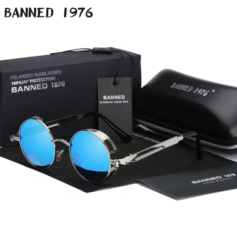retro Runde Metall HD Polarisierte Punk Steampunk Sonnenbrille Für Frauen Männer, Jahrgang Sonnenbrille oculos de sol feminino masculino
