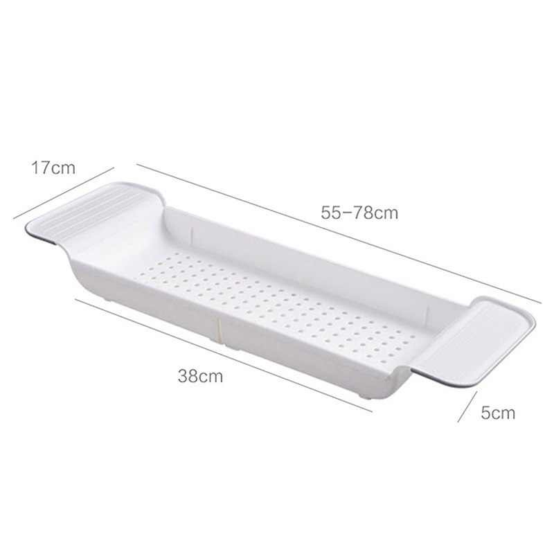 Bathtub Tray Retractable Multifunctional Bath Shelf Expandable Bathtub Caddy Plastic Storage Rack Book Wine Phone Organizer: white