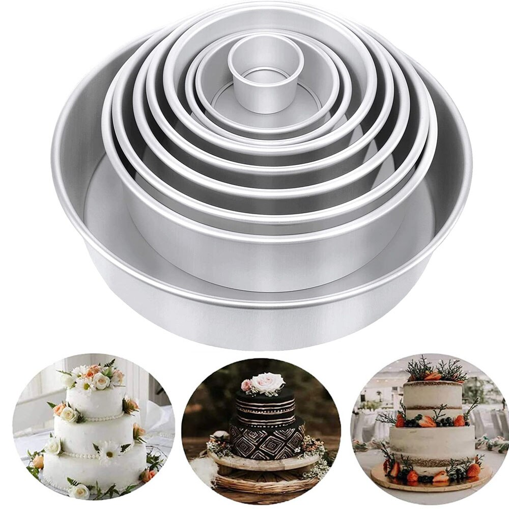 2-12INCH Aluminum Round Baking Mold Nonstick Chiffon Cake Pans Removable Bottom Oven Baking Tray Bakeware Pastry Bakery Tools