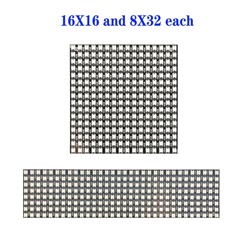 1~2PCS WS2812B 8X8 8x32 16x16 Pixel Panel Flexible Matrix Screen WS2812 IC RGB 5050 SMD Led Module Individually Addressable DC5V: Light Grey