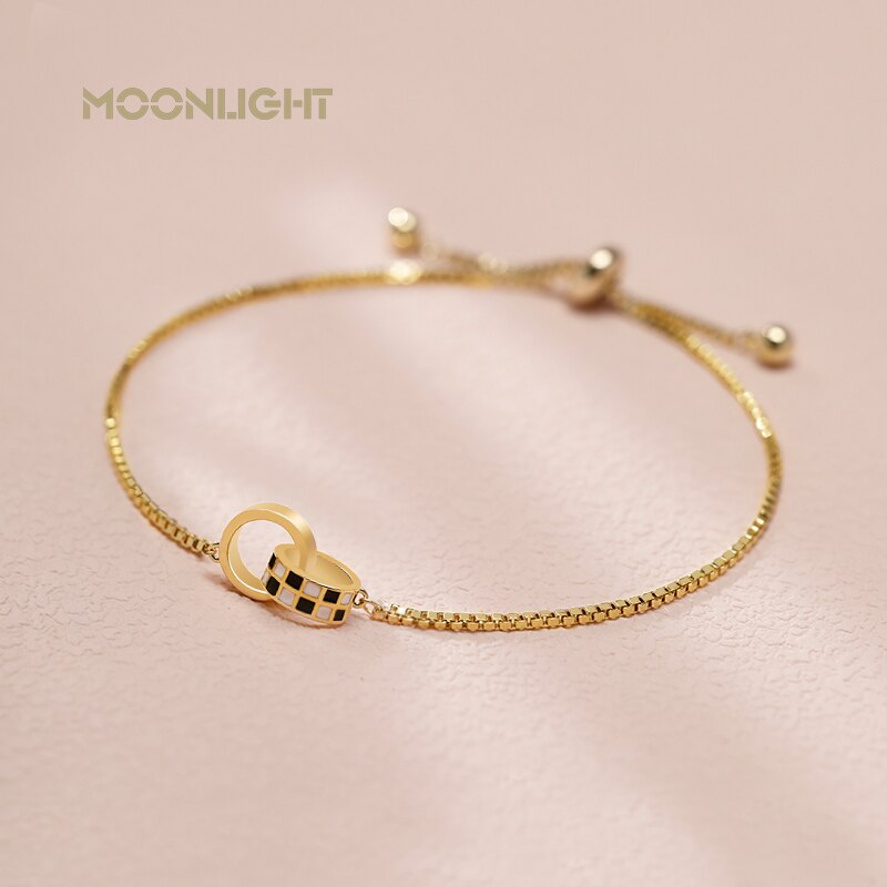 MONDLICHT Neue Schwarz und Weiß Schachbrett Armbänder Für Frauen 2022 modisch Einstellbar Armbänder Party Fsahion Schmuck Браслеты