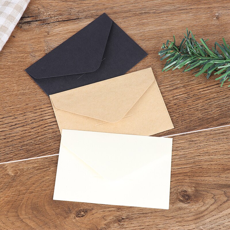 20 stuks klassieke witte zwarte kraft blanco mini-papieren enveloppen met venster, envelop voor huwelijksuitnodiging
