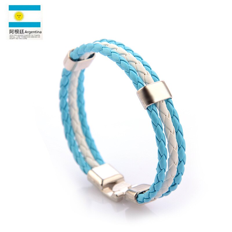 National Flag Leather france Wristband Nigeria Bracelets soccer: Argentina