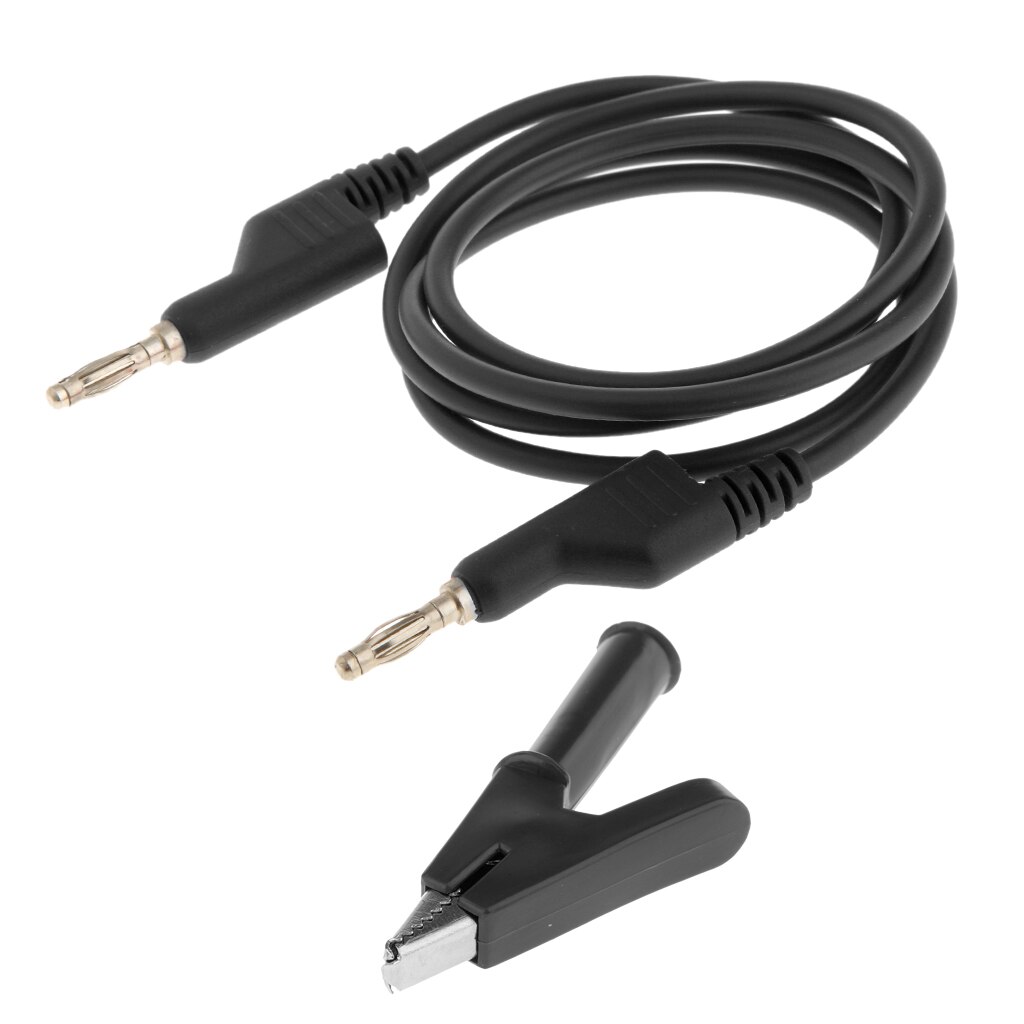 Koper 25A 4Mm Banaan Plug Multimeter Test Cable Lead Cord + Alligator Clip Zwart