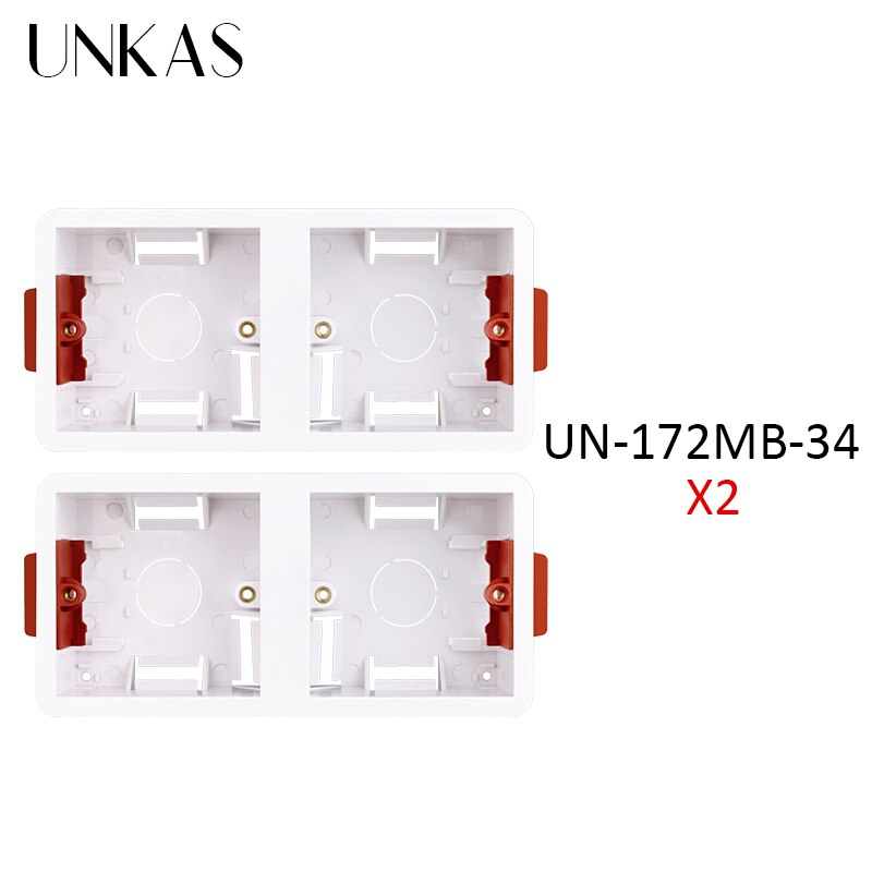 UNKAS Dry Lining Box For Gypsum Board / Drywall / Plasterboad 34mm Depth Wall Switch Socket 86mm / 146mm / 172mm Cassette: 2 Unit 172MB-34
