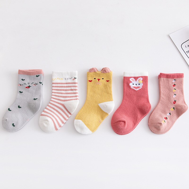 5 Pairs/lot Cute Cartoon Baby Boy Socks Winter Thicken Cotton Toddler Girl Socks Soft Animal Print Children Socks Infant Socks: 2 / 3-5years