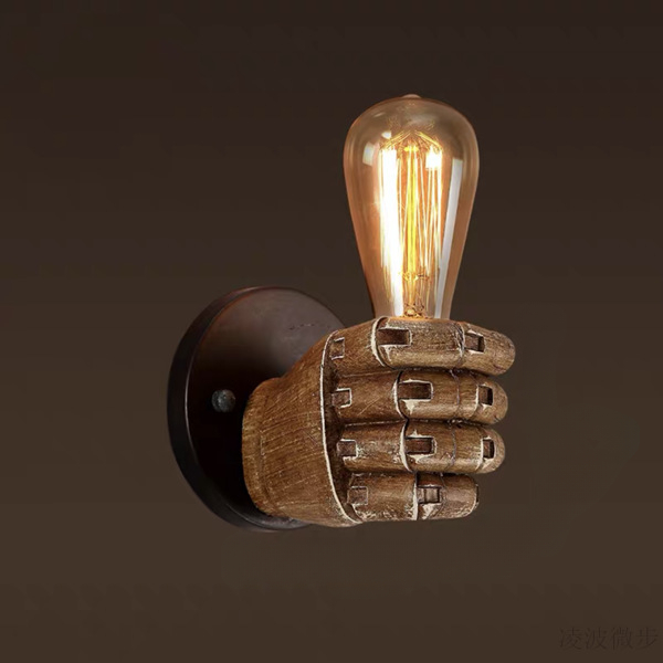 Vintage Loft Wall Light Resin Right/Left Hand Finger-fist Wall Lamp Retro Industrial Wall Sconce for Home Bar Cafe: green