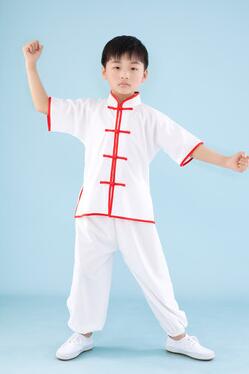 traje Wushu para niños, ropa de estilo tradicional chino, conjunto de ropa de actuación de Tai Chi Kung Fu, uniformes para niñas y niños, puesta en escena: Azul