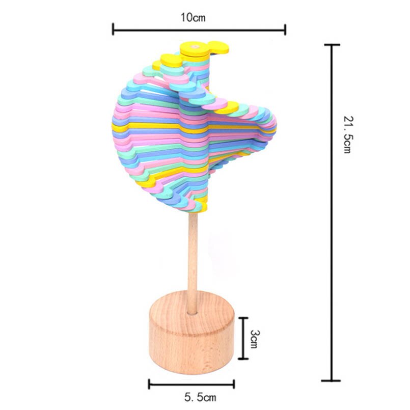 Wooden Helicone Magic Wand Roll Stress Relief Toy Children Rotating Lollipop Toys Decompression Art Home Decoration