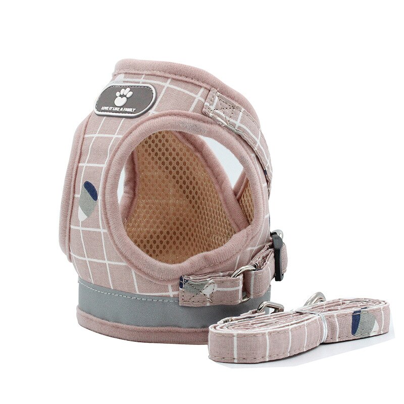 Zachte Hond Harnas Vest Kraag Chihuahua Puppy Kat Harnassen Leash Set Duurzaam Strap Voor Honden Levert Ademend Accessoires: Pink / XL