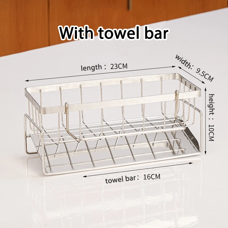Sink Cleaning Tools Storage Rack Kitchen Multifunctional Stainless Steel Drain Rack for Sponge Cleanser Organizer Rag Hanger: Pink