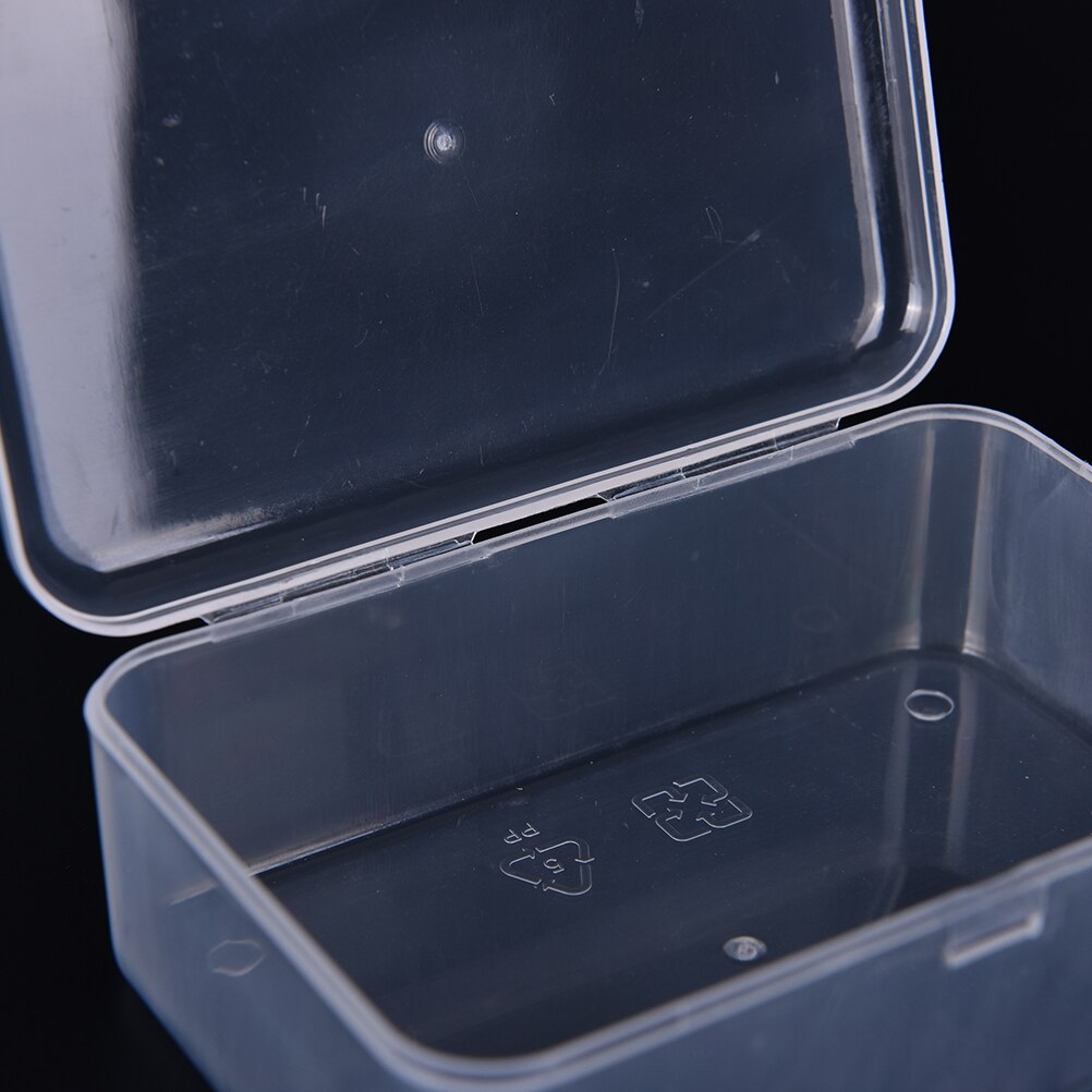 Caja de plástico transparente para guardar objetos, contenedor pequeño de colección, soporte de papelería con tapa