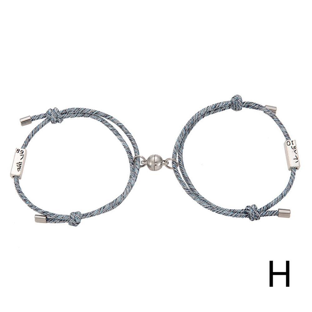 2 unids/set de pulsera emparejada para amantes imán distancia pareja Braslet para niña niño cuerda trenzada: H