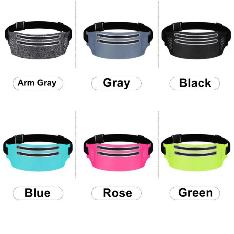 Elastic Waistband Sport Bag Double Zipper Pocket Waist Bag Running Gym Yoga Waist Belt Pack Mobile Phone Wasit Wallet