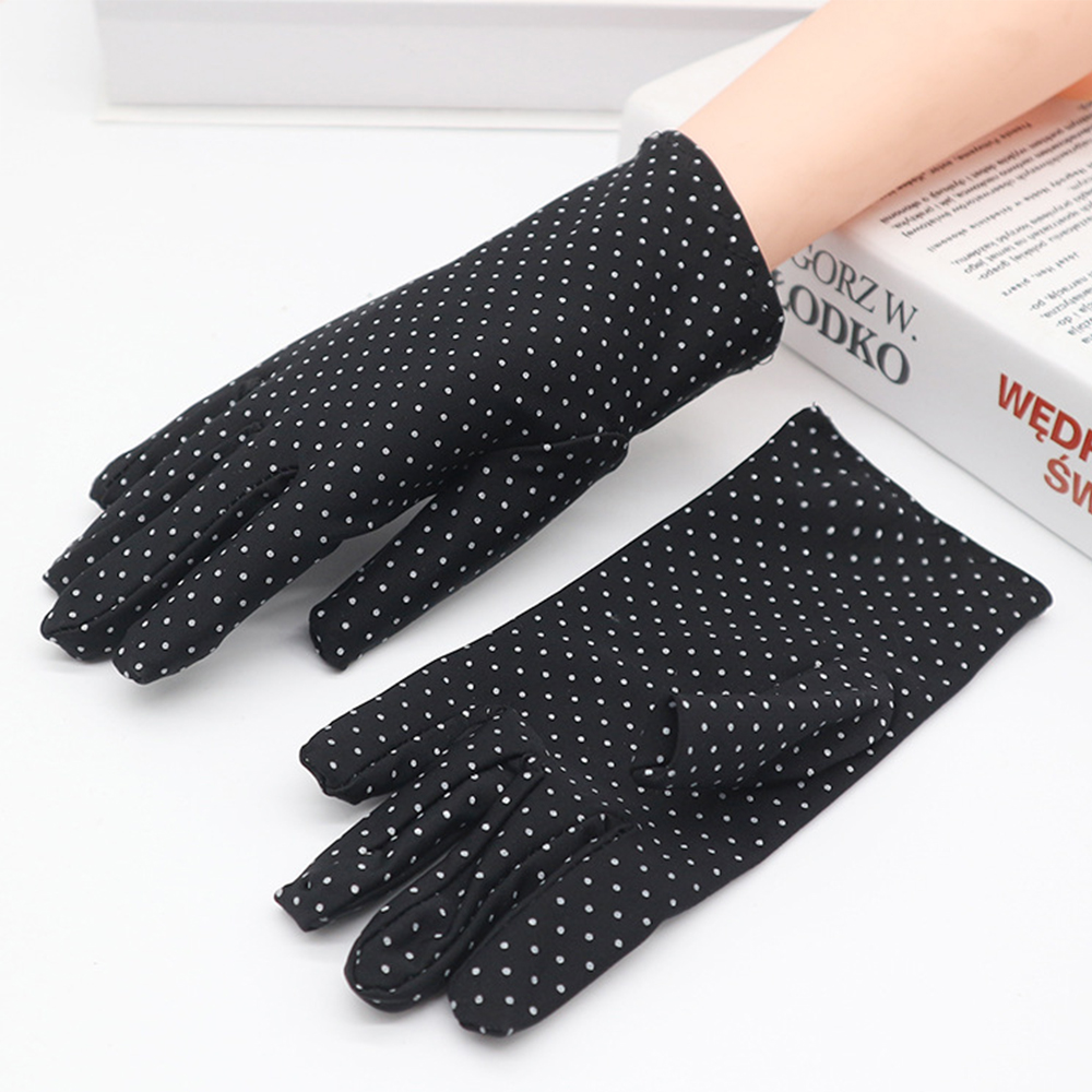 Summer Thin Sun Protection Gloves Unisex Dots Printed Etiquette Dance Gloves Pure Color Elastic Cycling Driving Glove