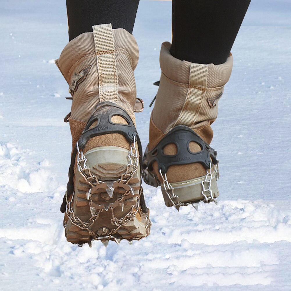 Gå is fiskeri sne sko antiskid sko mangan stål skoovertræk skridsikker is gripper spike vinter klatring skridsikker