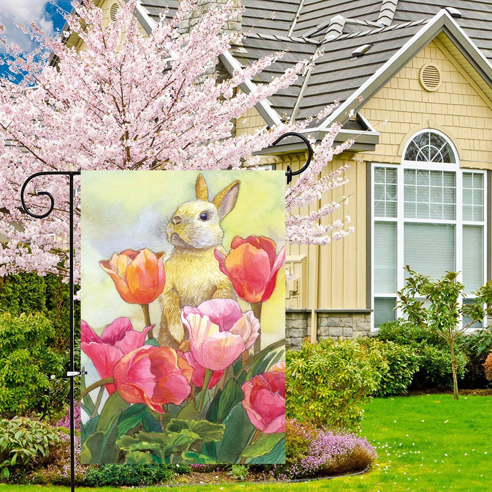 25# Garden Courtyard Decoration Easter Banner Flag Happy Easter Home Outdoor Door Decoration Flags Banner transparent