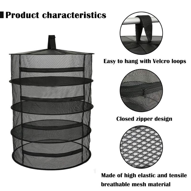 4Layer Drying Folding Fishing Net with Zippers Dryer Mesh Tray Drying Rack Flowers Hanger Fish Net Tackle Accessory Tool