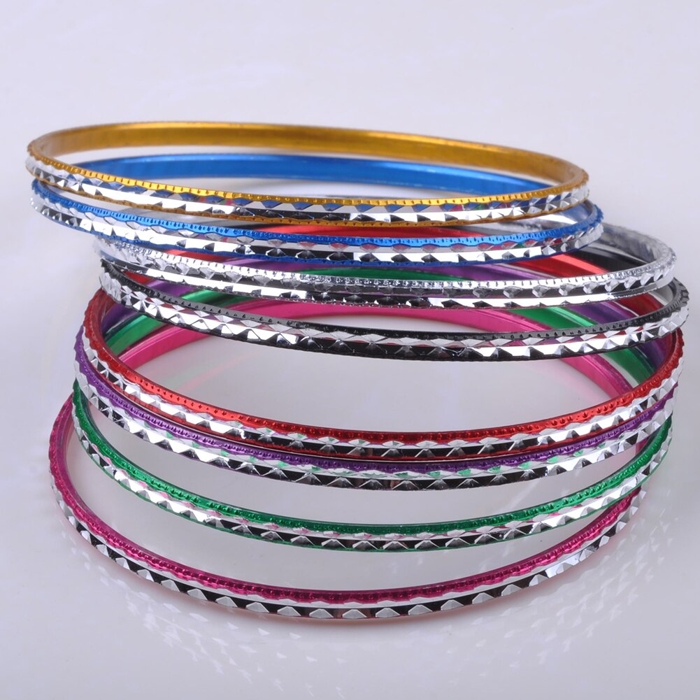 10 Stuks/partij Vrouwen Mode Multi-color Aluminium Band Bangles Charm Armband