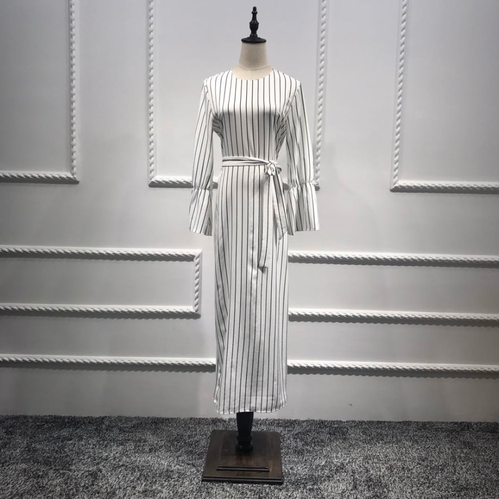 Muslimsk stripe lang maxi hijab arabisk kjole dubai abaya kappe kjoler kimono jubah ramadan arabisk islamske klær kaftan yukata