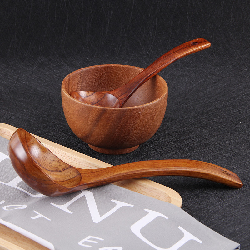 Natural Solid Wood Spoon Kitchen Soup Serving Wooden Long Handle Tableware Wood Utensilios de Cocina Cooking Kitchen Tool
