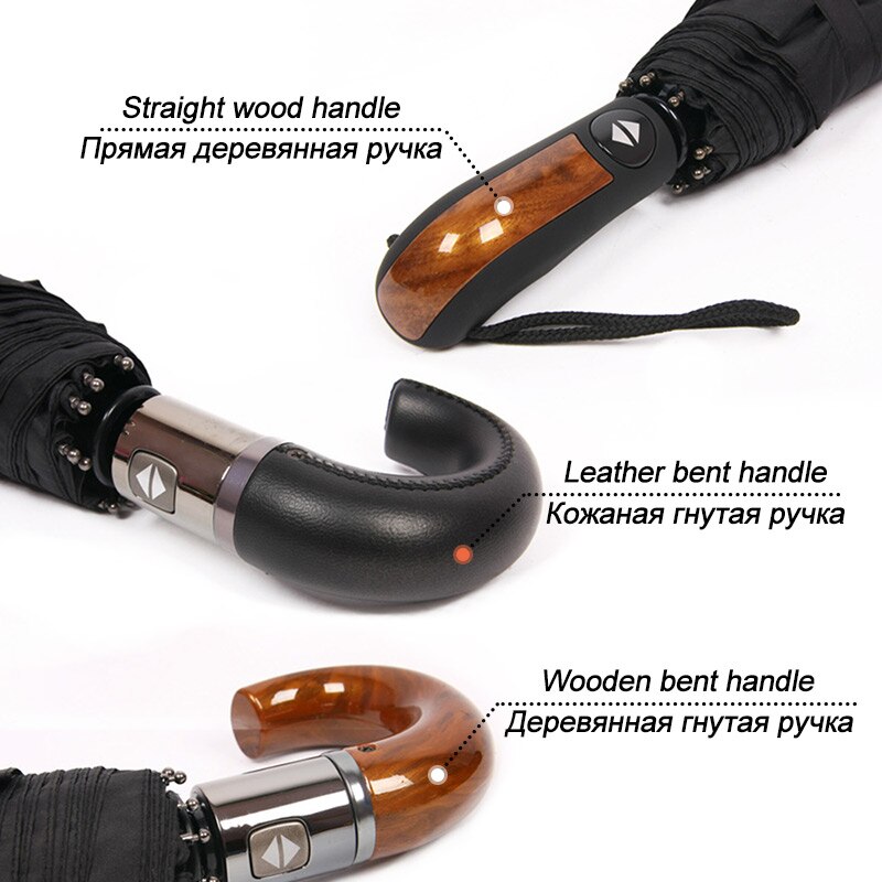 Classic English Style Umbrella Men Automatic 10Ribs 3Folding Strong Wind Resistant Umbrellas Rain Women Business Male Parasol