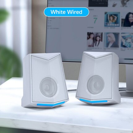 Full Range 3D Stereo Subwoofer Bass Pc Desktop Speaker Portable Music Dj Usb Computer Speakers Voor Laptop Tv: White Standard