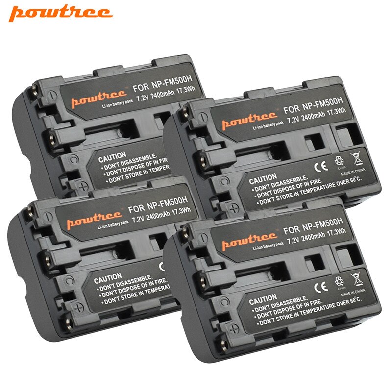 Powtree 2400mAh NP-FM500H NP FM500H kamera bateria zastępcza dla Sony A57 A58 A65 A77 A99 A550 A560 A580 baterii NP-FM500H: 4 bateria