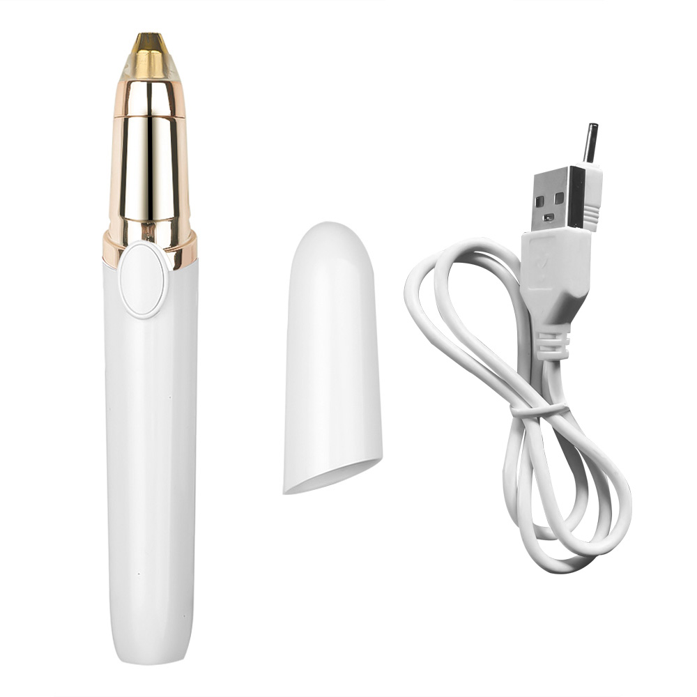Elektrische Wenkbrauw Trimmer Vrouwen Mini Scheerapparaat Instant Pijnloos Gezicht Wenkbrauwen Hair Remover Epilator Draagbare Scheermessen # Re-68: WhiteBattery